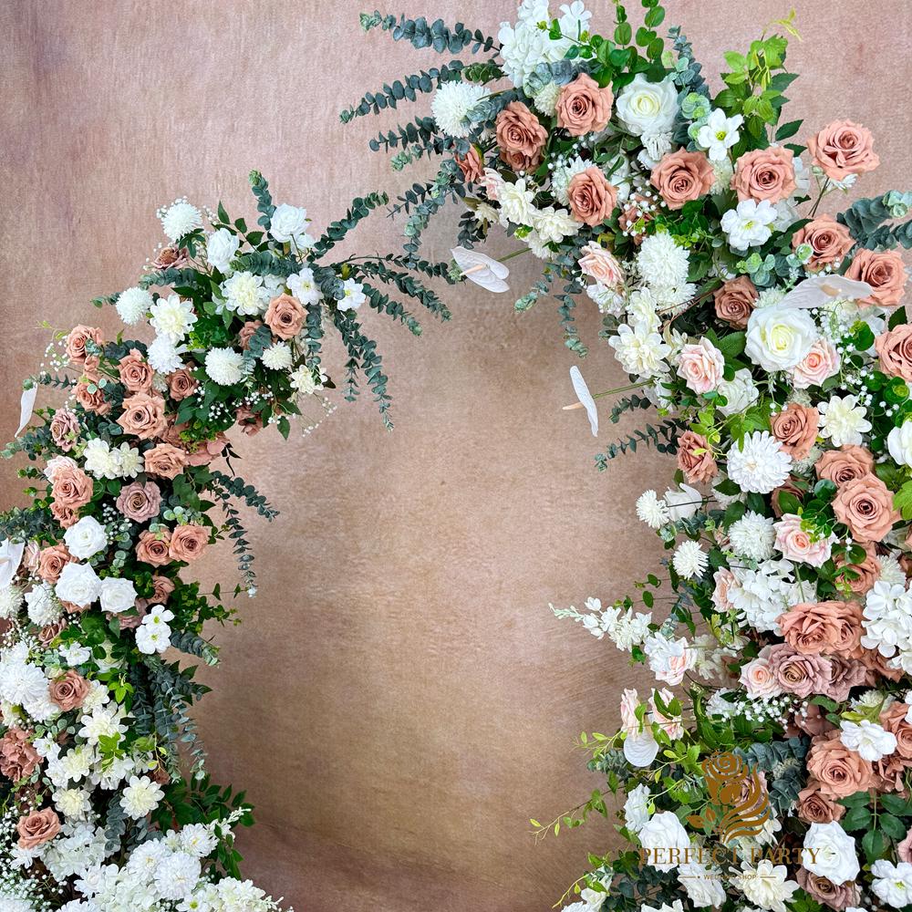 Rustic Brown & White Flower Arch Backdrop