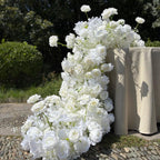 US Seller --White Flower Garland for Wedding Arch, Table Flower Runner, Wedding Centerpiece Table Runner, Flower Row for Wedding Aisle