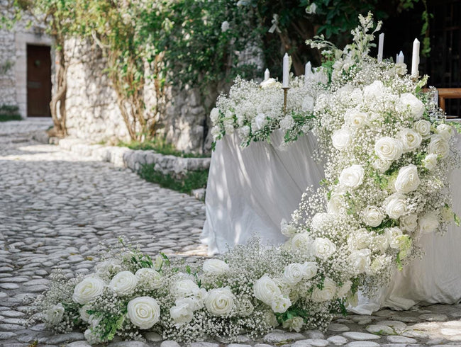 US Seller --Baby's Breath Garland for Wedding Arch, Table Flower Runner, Wedding Centerpiece Table Runner, Flower Row for Wedding Aisle