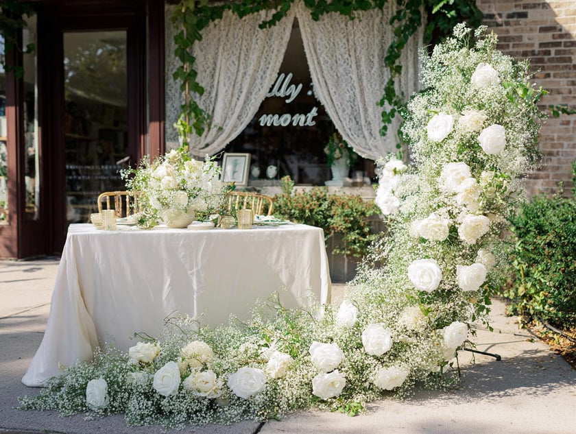 US Seller – Baby’s Breath Garland, Wedding Arch Décor, Table Flower Runner, Centerpiece Garland, Floral Row for Wedding Aisle