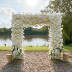 8x8.53ft rollable white rose wedding arch backdrop for weddings and ceremonies