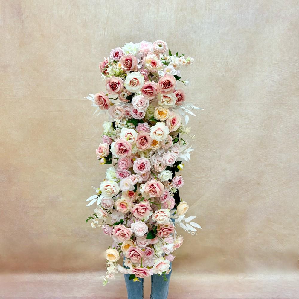 US Seller | Blush Pink Rose Wedding Arch Flowers, Artificial Floral Runner, Table Centerpiece & Flower Row Décor for Parties  Events