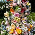 Wildflower-Inspired Spring and Summer Wedding Arch Décor.Wedding Archway Artificial Rose Archway,Flower Row Arrrangement