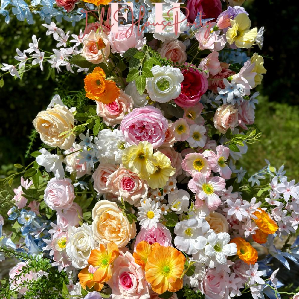 Wildflower-Inspired Spring and Summer Wedding Arch Décor.Wedding Archway Artificial Rose Archway,Flower Row Arrrangement