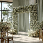 8.53ft rollable white rose and baby’s breath wedding arch backdrop for weddings