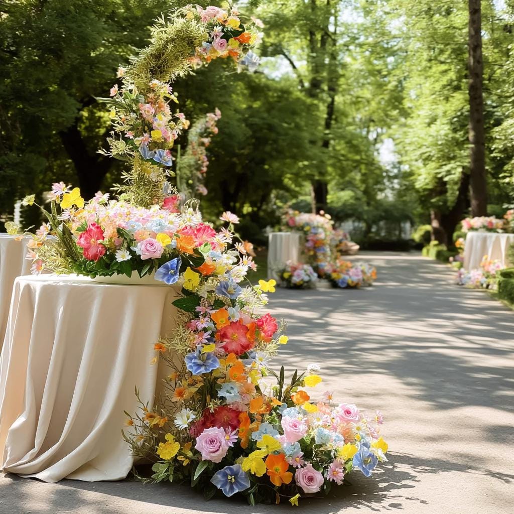 Ships from USA/Wildflower Wedding Flower Runner, Spring Artificial Floral Table Centerpiece, Rustic Flower Row Arrangement,Party Event Décor
