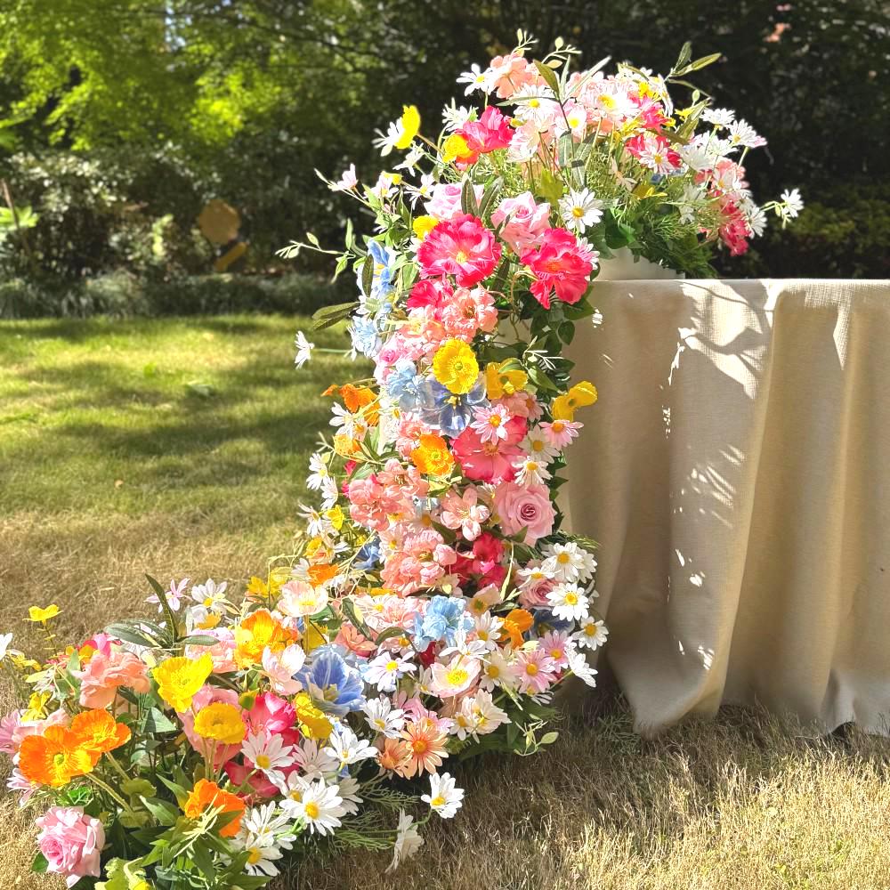 Ships from USA/Wildflower Wedding Flower Runner, Spring Artificial Floral Table Centerpiece, Rustic Flower Row Arrangement,Party Event Décor