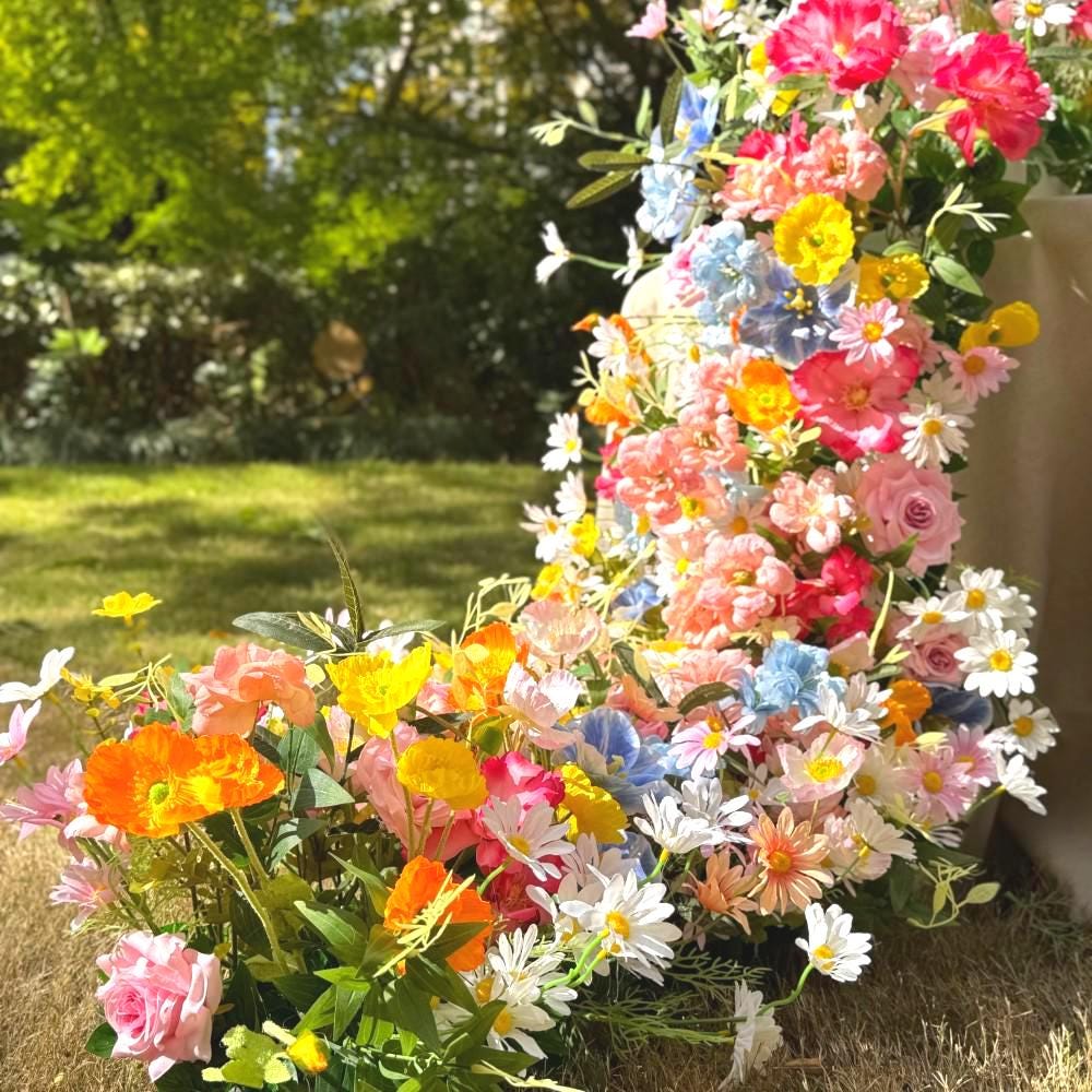 Ships from USA/Wildflower Wedding Flower Runner, Spring Artificial Floral Table Centerpiece, Rustic Flower Row Arrangement,Party Event Décor