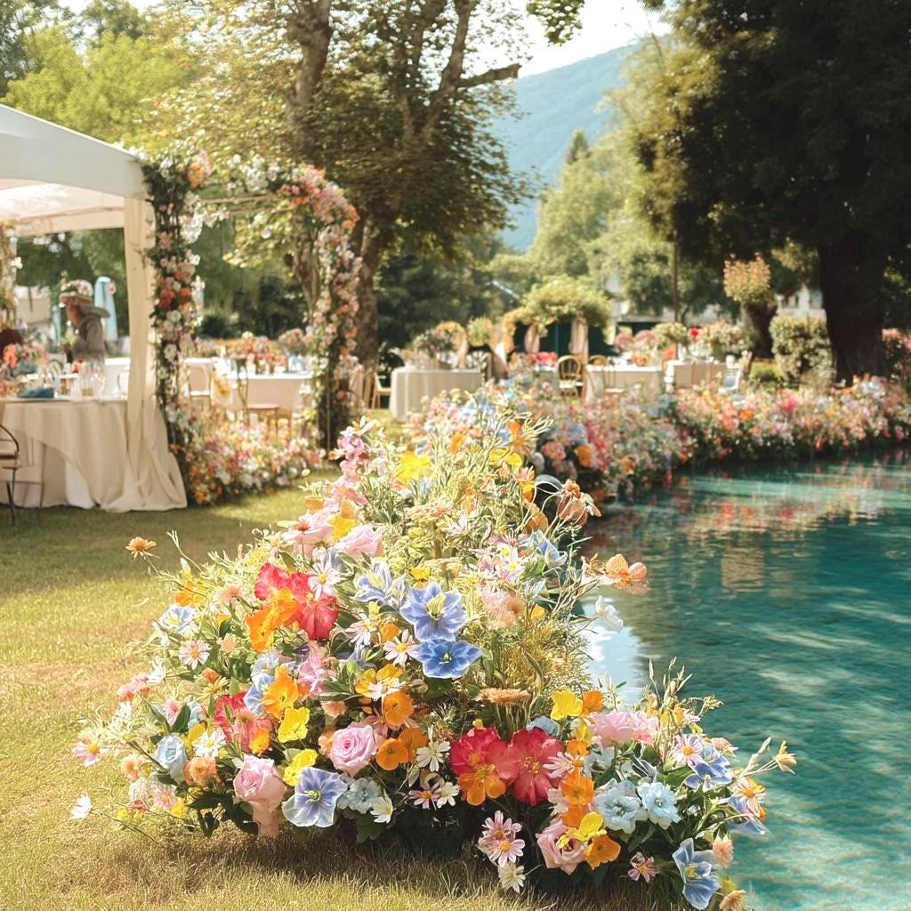 Ships from USA/Wildflower Wedding Flower Runner, Spring Artificial Floral Table Centerpiece, Rustic Flower Row Arrangement,Party Event Décor