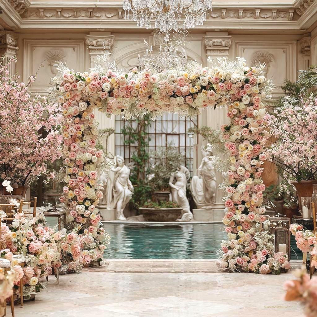 Ships from USA /Blush Pink Rose & Wildflower Garland: Wedding Table Centerpiece