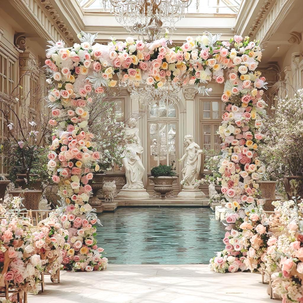 Ships from USA /Blush Pink Rose & Wildflower Garland: Wedding Table Centerpiece