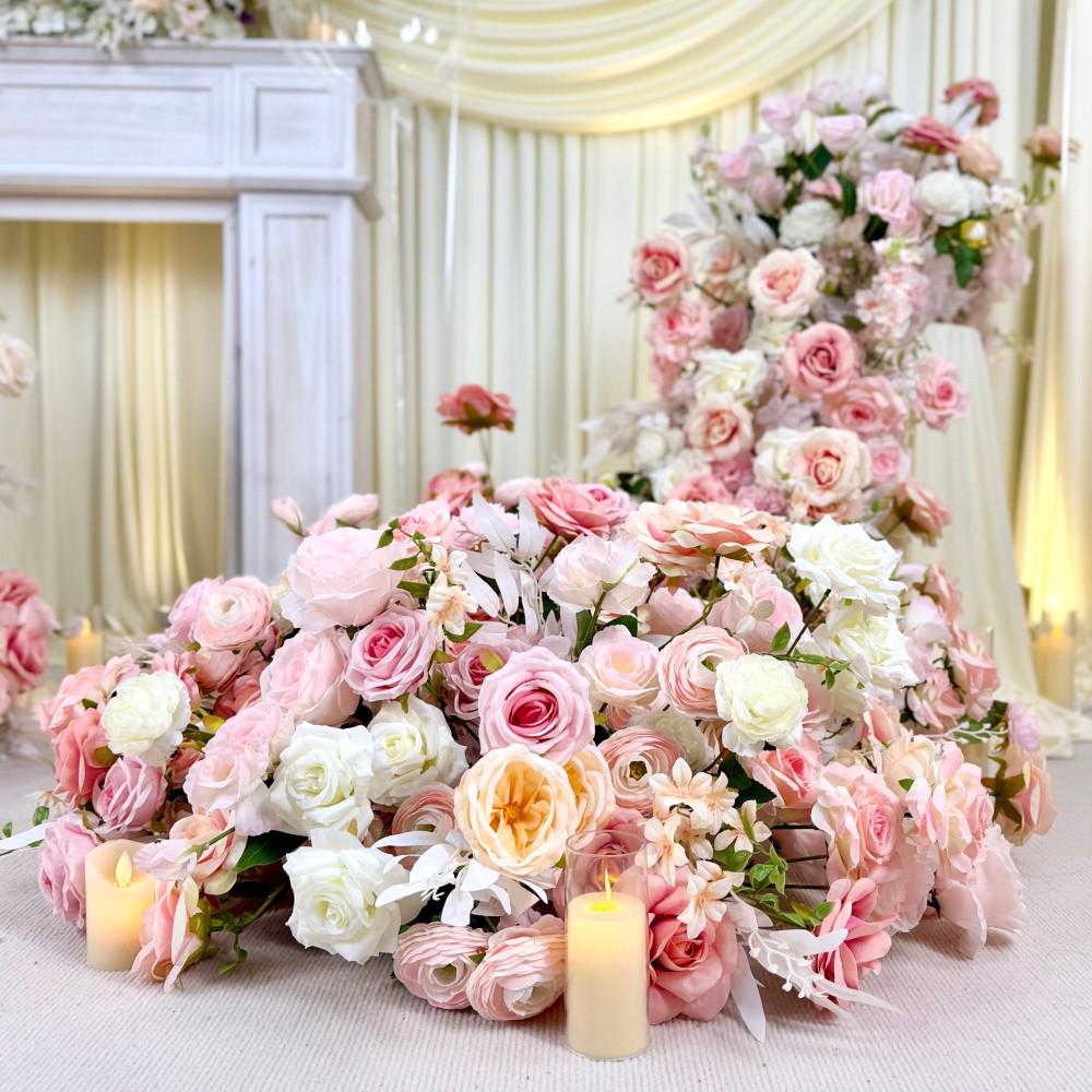 Ships from Houston / Blush Pink Rose Cascading Floral Runner & Wedding Arch Flowers | Artificial Floral Runner Table Centerpiece Décor