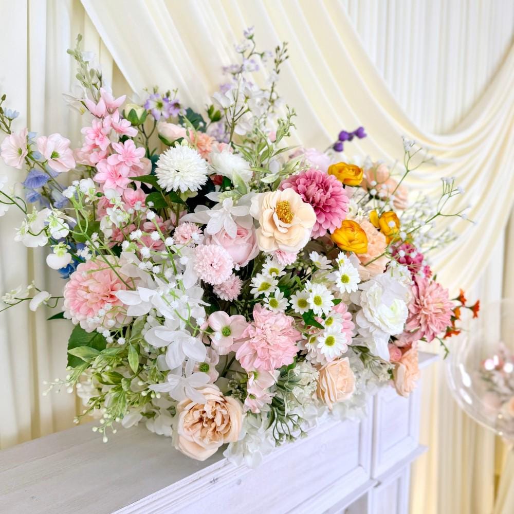 Ships from Houston / Blush Pink Rose Cascading Floral Runner & Wedding Arch Flowers | Artificial Floral Runner Table Centerpiece Décor