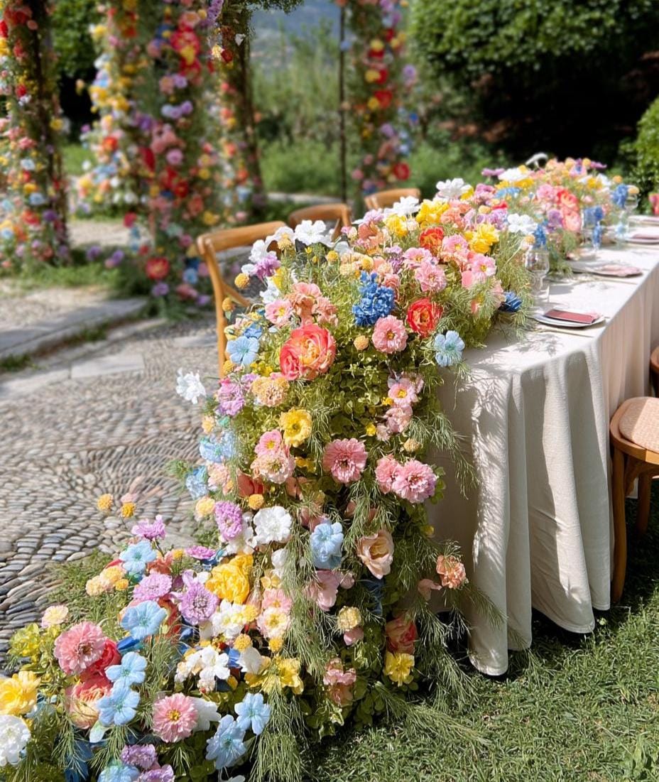 Ships from USA/Wildflower-Inspired Spring Wedding Artificial Floral, Table Flower Runner, Rustic Flower Row ,Flower Row for Wedding Aisle
