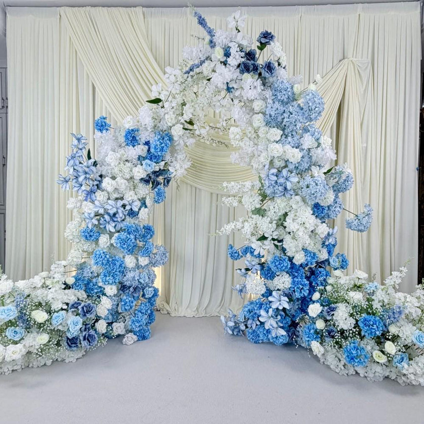 Fresh Blue Gradient Floral Arch Backdrop
