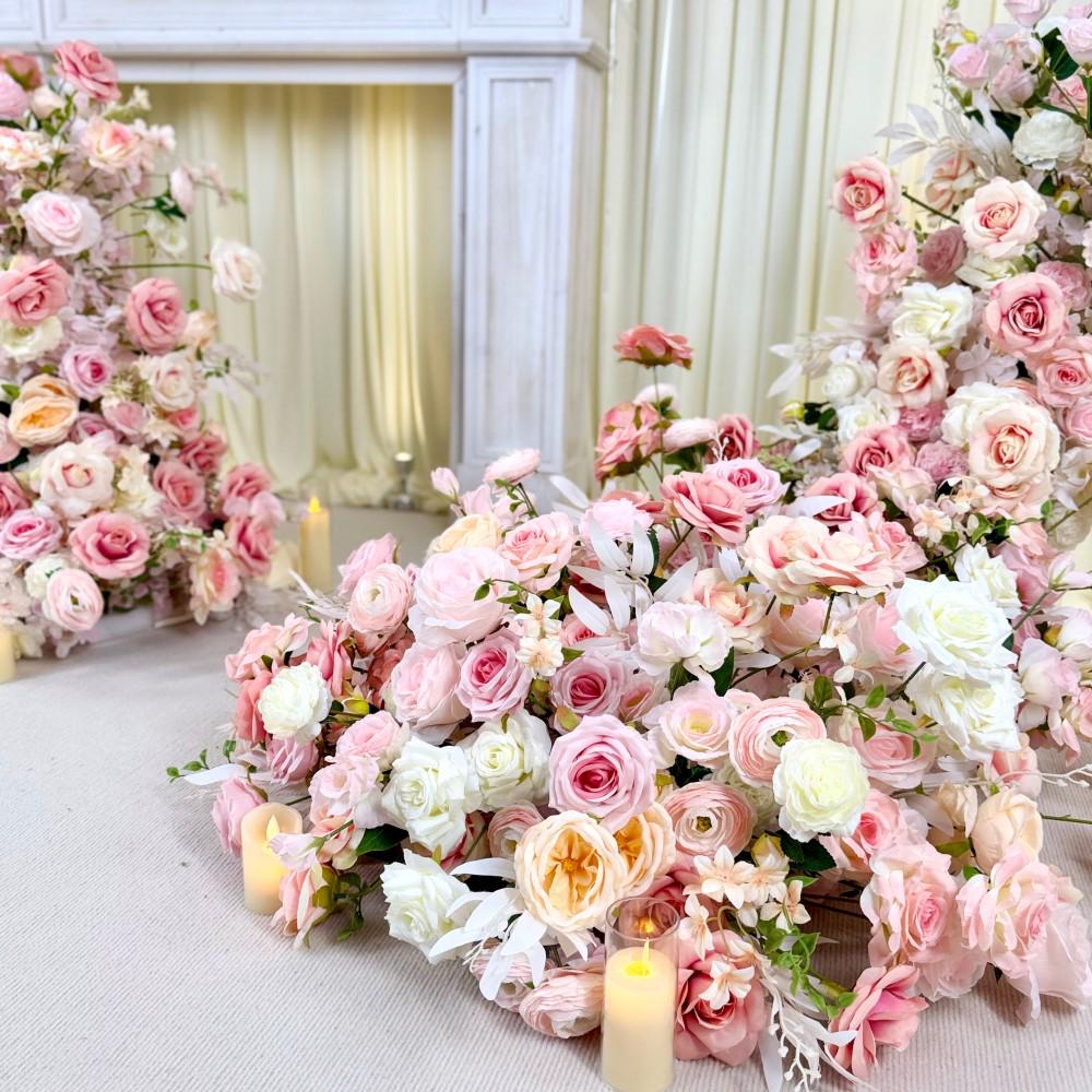 Ships from Houston / Blush Pink Rose Cascading Floral Runner & Wedding Arch Flowers | Artificial Floral Runner Table Centerpiece Décor