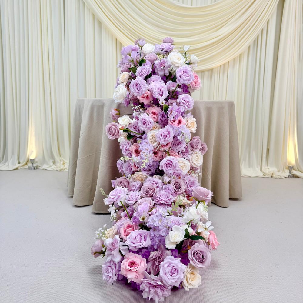 Ships from Houston | Lavender Purple Rose Wedding Arch Flowers, Artificial Floral Runner & Cascading Table Centerpiece Decor