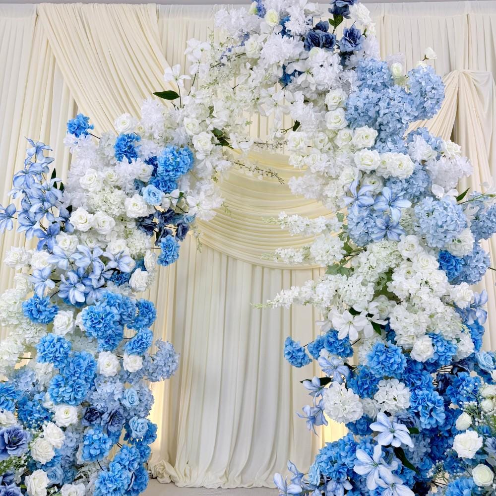 Fresh Blue Gradient Floral Arch Backdrop