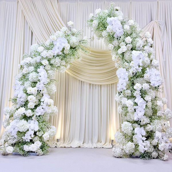 Minimalist Forest-Style White Flower Arch for Weddings