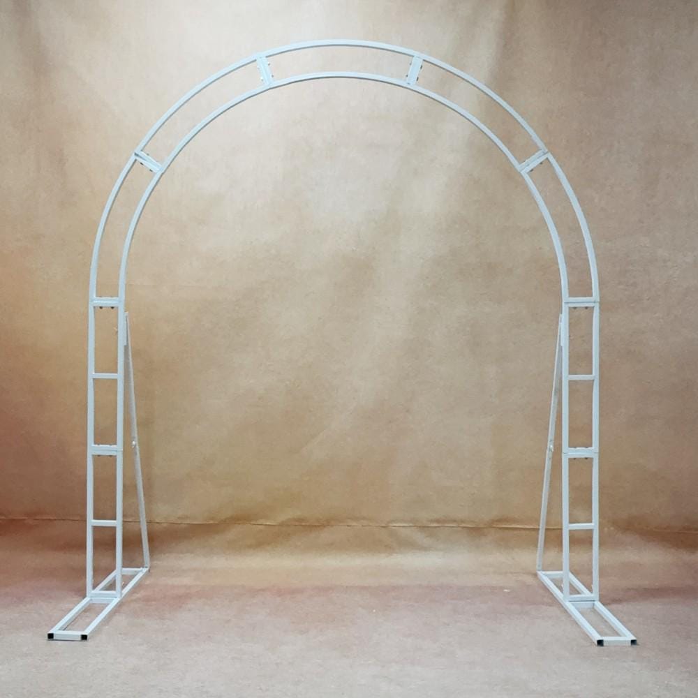 Ships from Houston |（7.2 ft x 7.9 ft）Curved Metal Arch Stand for Wedding Flowers,Floral Garland Compatible Frame/Event Backdrop Stand