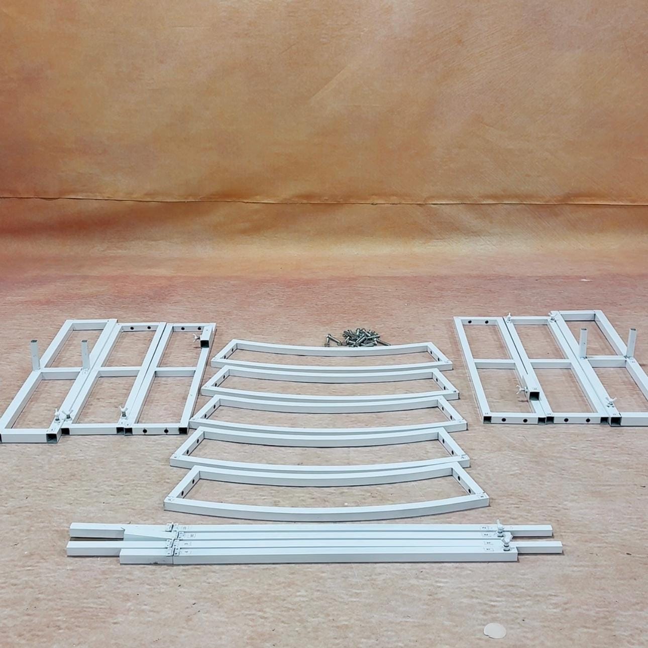 White Curved Metal Arch Frame - Assembleable Event Decor Stand