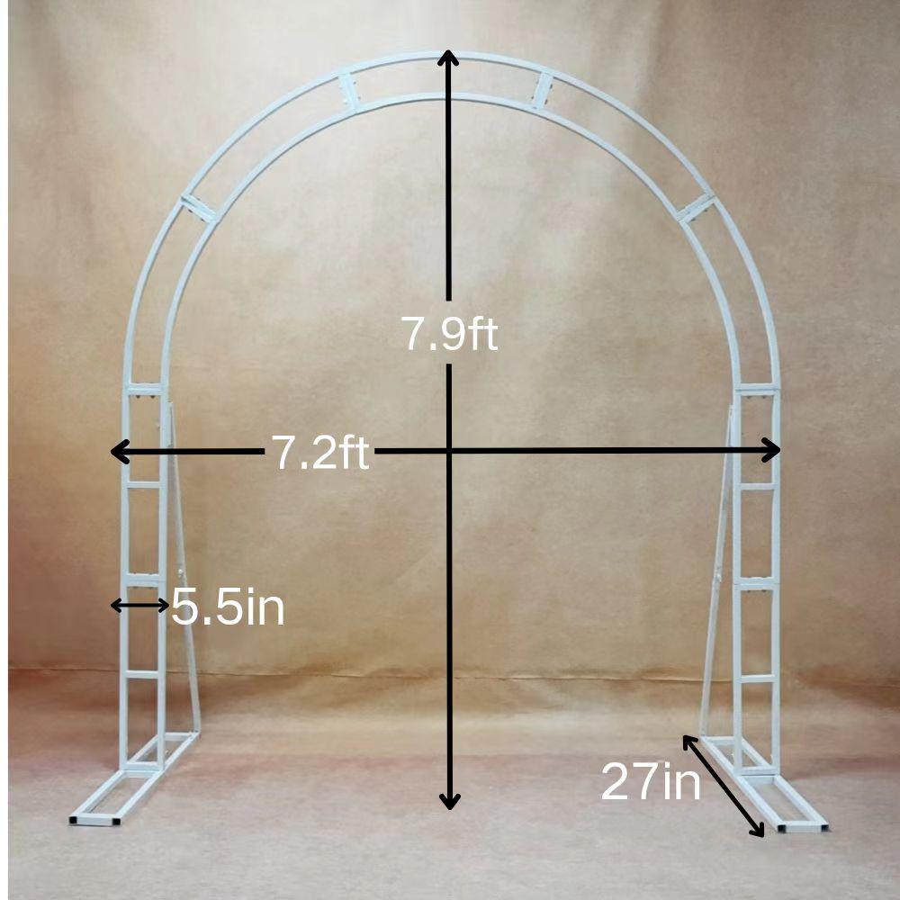 Ships from Houston |（7.2 ft x 7.9 ft）Curved Metal Arch Stand for Wedding Flowers,Floral Garland Compatible Frame/Event Backdrop Stand