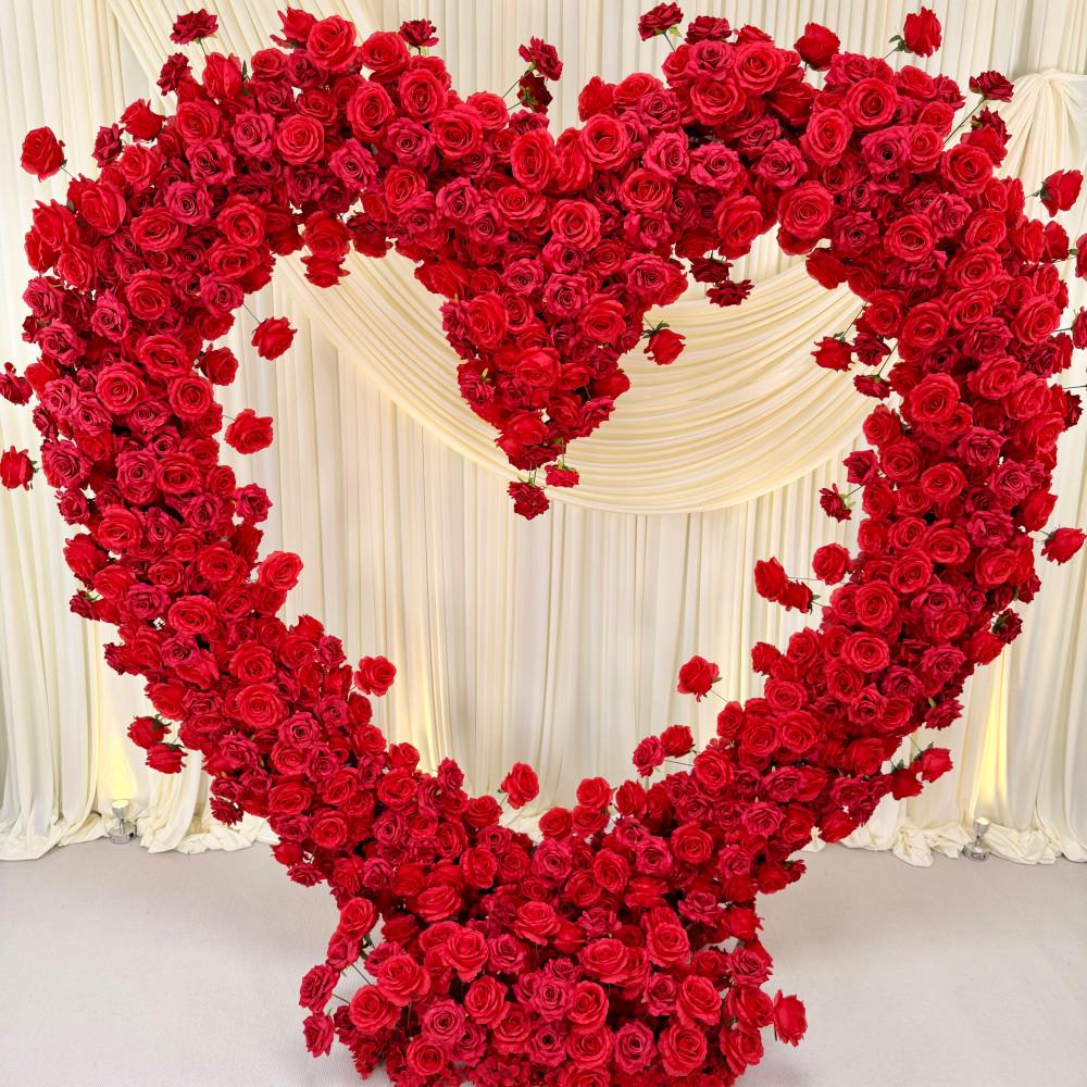 Ships from USA | 7.2×7.2 ft 5D Luxury Red Heart-Shaped Floral Arch, Romantic Wedding Backdrop & Proposal Event Decoration
