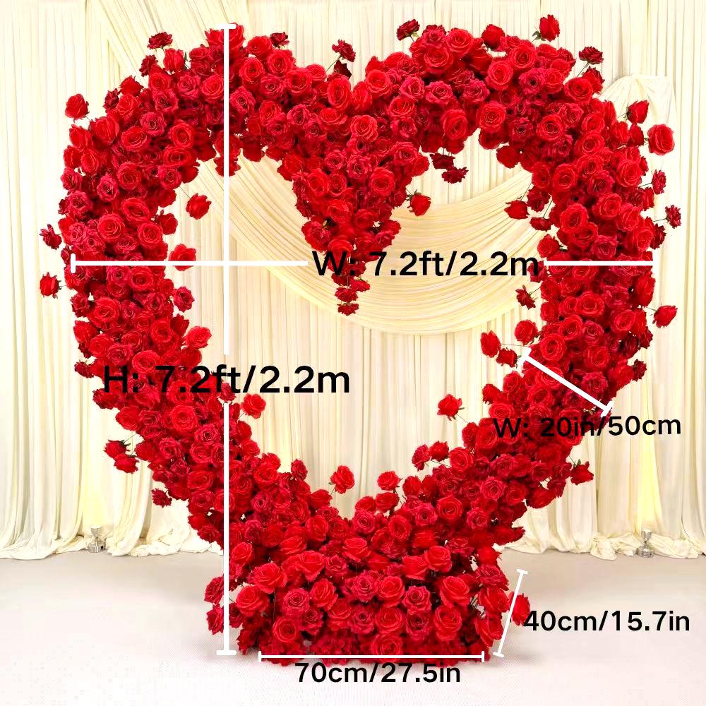 Ships from USA | 7.2×7.2 ft 5D Luxury Red Heart-Shaped Floral Arch, Romantic Wedding Backdrop & Proposal Event Decoration