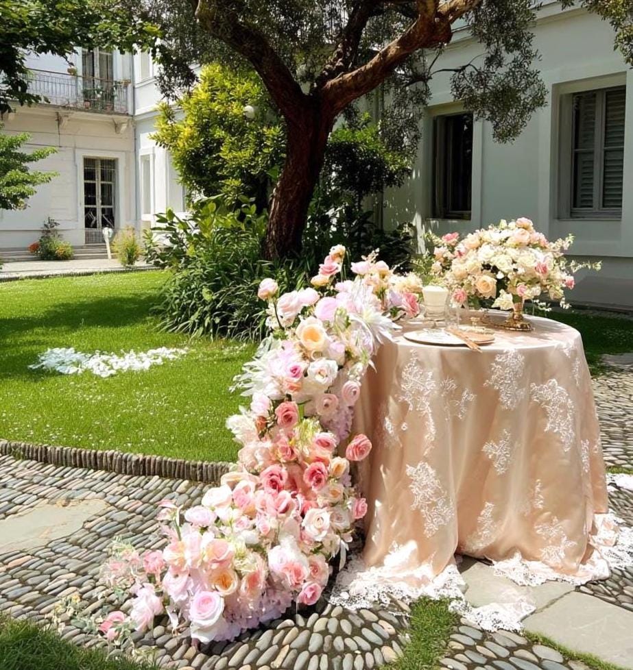 Ships from USA/Blush Pink Rose Wedding Arch Flowers, Artificial Floral Runner, Table Centerpiece & Flower Row Décor for Parties  Events
