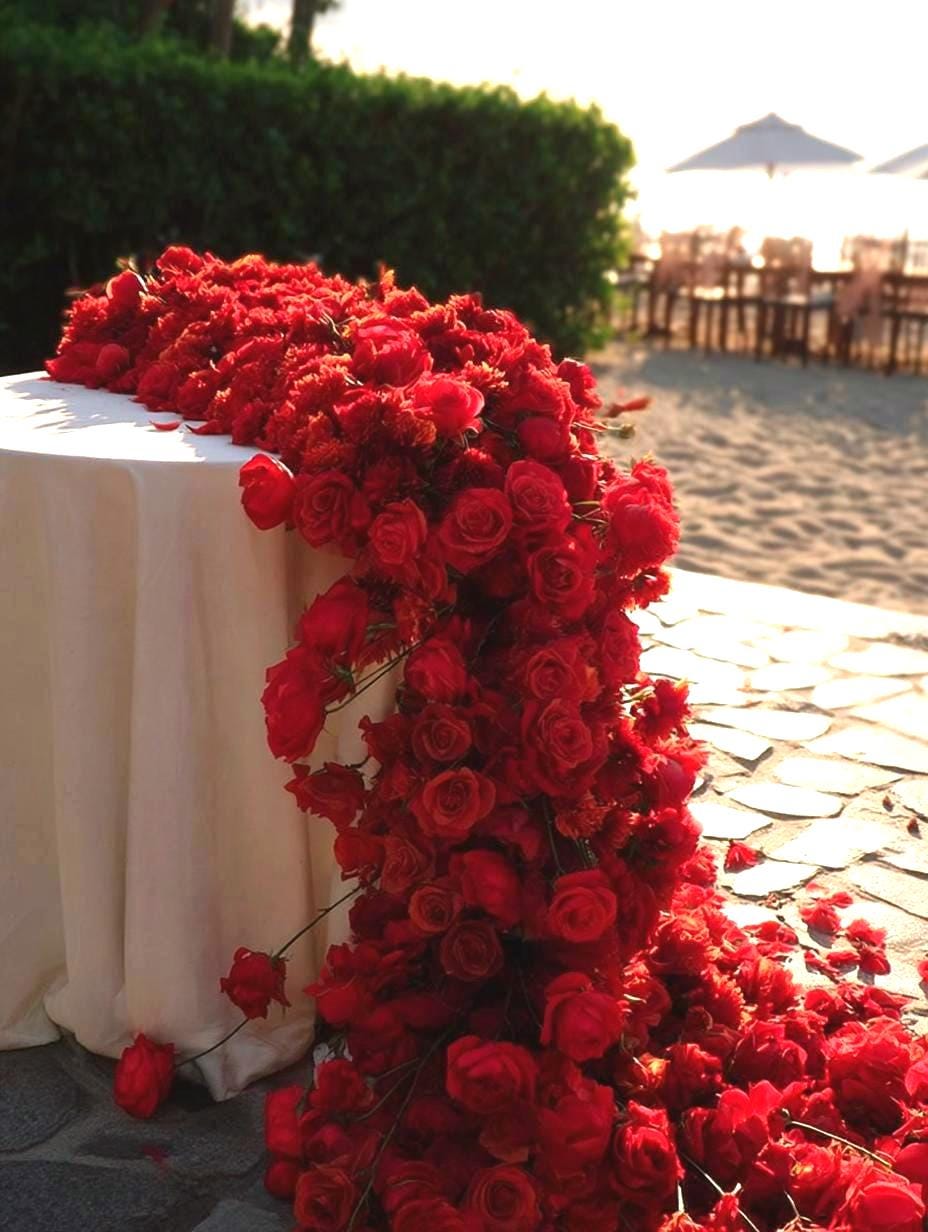 30% Off | Ships from Houston/Red Rose Wedding Arch Flowers, Artificial Rose Garland, Floral Table Runner Centerpiece, Flower Row Arrangement