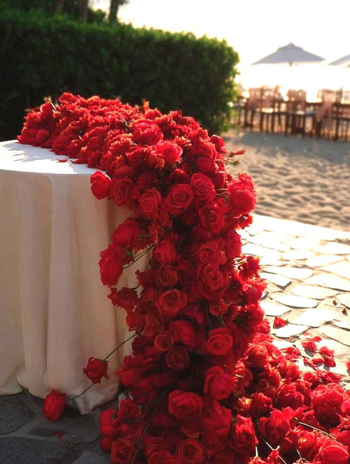 30% Off | Ships from Houston/Red Rose Wedding Arch Flowers, Artificial Rose Garland, Floral Table Runner Centerpiece, Flower Row Arrangement