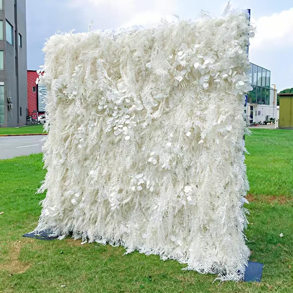 50% Off | Ships from Houston |5D  Flower Wall 8*8ft  - Flower Wall Rolling Up Curtain Wall, Fabric Flower Wall, Wedding Party Photo Backdrop