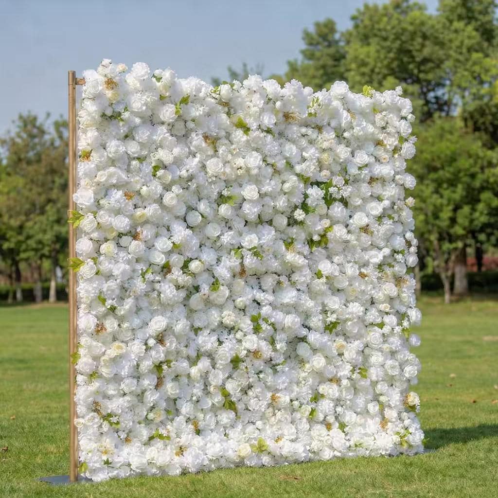Ships from Houston | 8x8 ft 5D Rose Flower Wall, Roll-Up Fabric Floral Backdrop, Easy Setup Wedding Photo Booth Decor