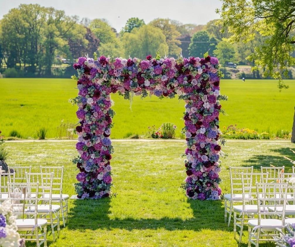 50% Off | Ships from Houston/H8.53 xW8Ft Rollable Artificial White Rose Arch Wedding Decoration, Flower Arch Wedding,Backdrop Flower Archway