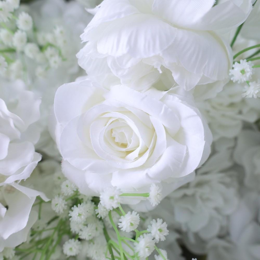 30% OFF |Ships from USA | 5D White Rose & Baby’s Breath Flower Wall 8x8ft, Fabric Roller Curtain Backdrop, Wedding Party Photo Wall Decor