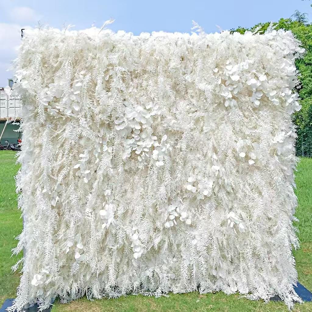 50% Off | Ships from Houston |5D  Flower Wall 8*8ft  - Flower Wall Rolling Up Curtain Wall, Fabric Flower Wall, Wedding Party Photo Backdrop