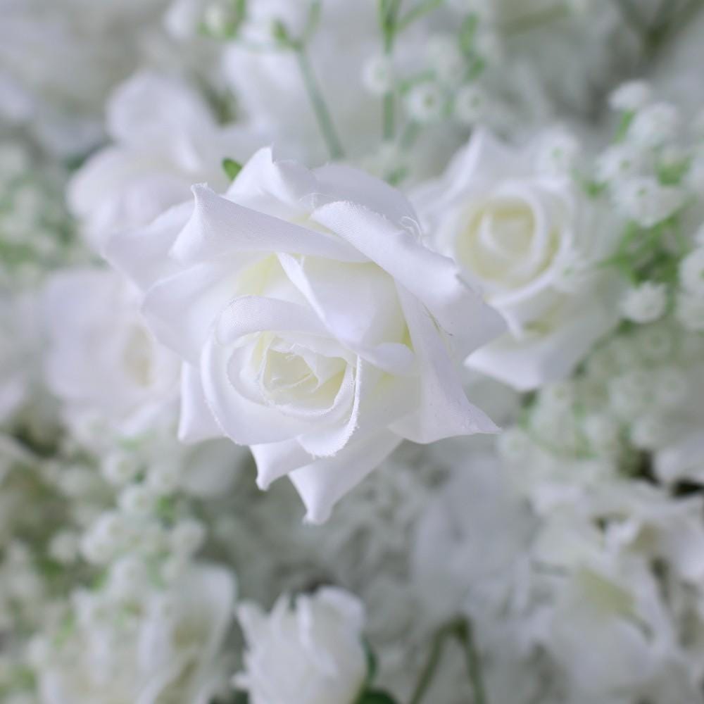 30% OFF |Ships from USA | 5D White Rose & Baby’s Breath Flower Wall 8x8ft, Fabric Roller Curtain Backdrop, Wedding Party Photo Wall Decor