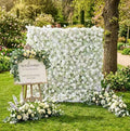 30% OFF |Ships from USA | 5D White Rose & Baby’s Breath Flower Wall 8x8ft, Fabric Roller Curtain Backdrop, Wedding Party Photo Wall Decor