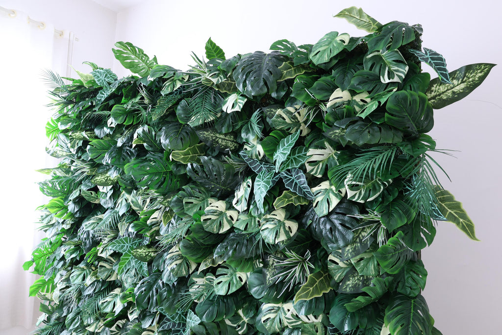 30% OFF |Ships from Houston-Lush Green Leaves  5D Flower Wall -   Roll-Up Curtain Style Fabric Flower Wall for Wedding Party Photo Backdrop.