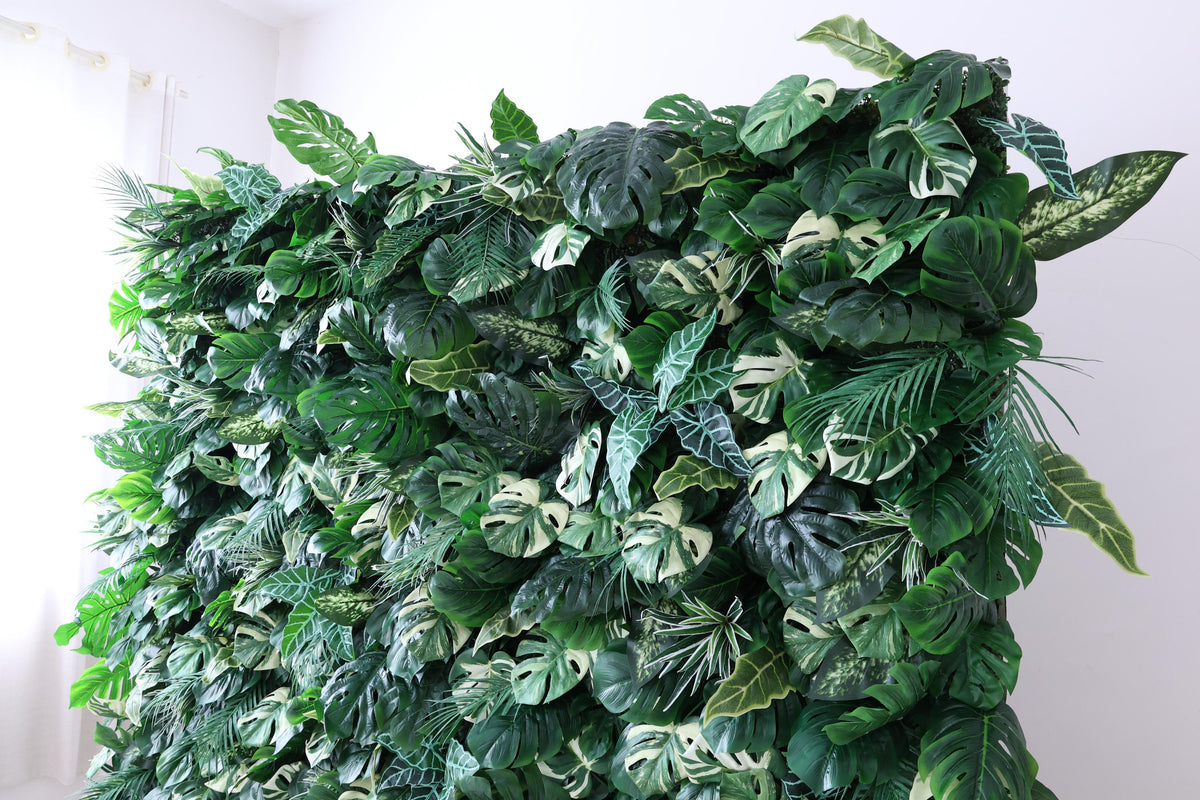 30% OFF |Ships from Houston-Lush Green Leaves  5D Flower Wall -   Roll-Up Curtain Style Fabric Flower Wall for Wedding Party Photo Backdrop.