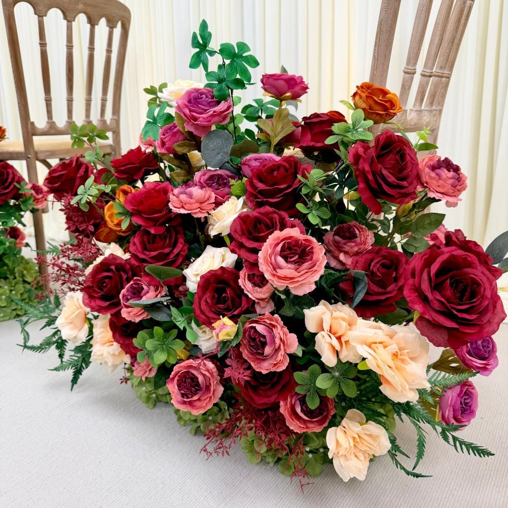 Wedding Arch Retro Style Artificial Flowers –Rustic Floral Row Arrangement for Wedding Pillars