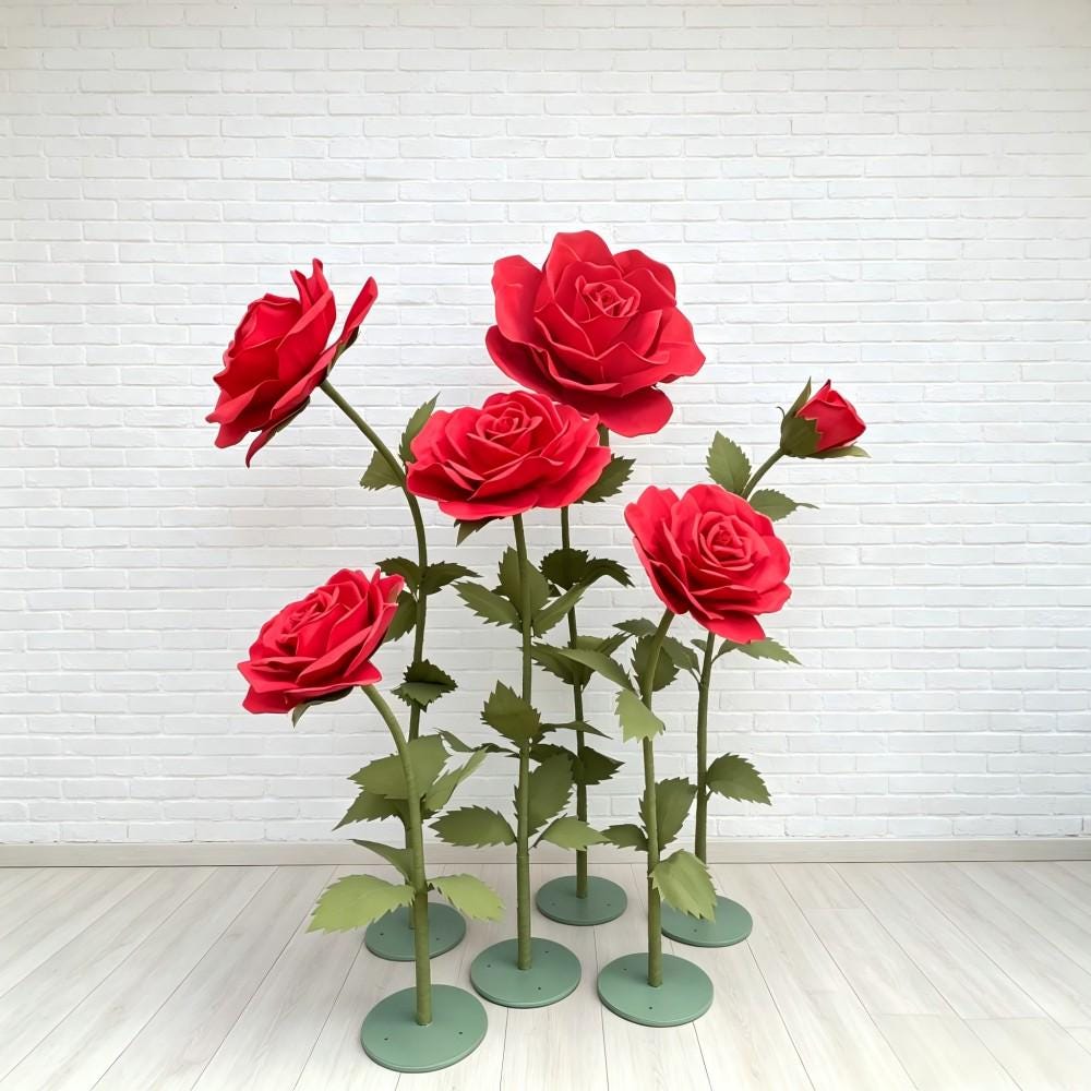 Giant Red Rose Decor, Waterproof EVA Flowers, Oversized Wedding Roses, Luxury Event Decor, Mall Display, Photo Backdrop