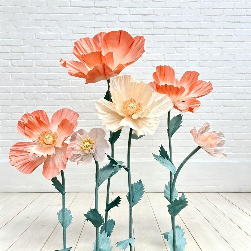 Giant Iceland Poppy Flowers, Oversized Paper Flowers, Silk Floral Decor, Boutique Window Display, Event Decoration（6  Flowers）