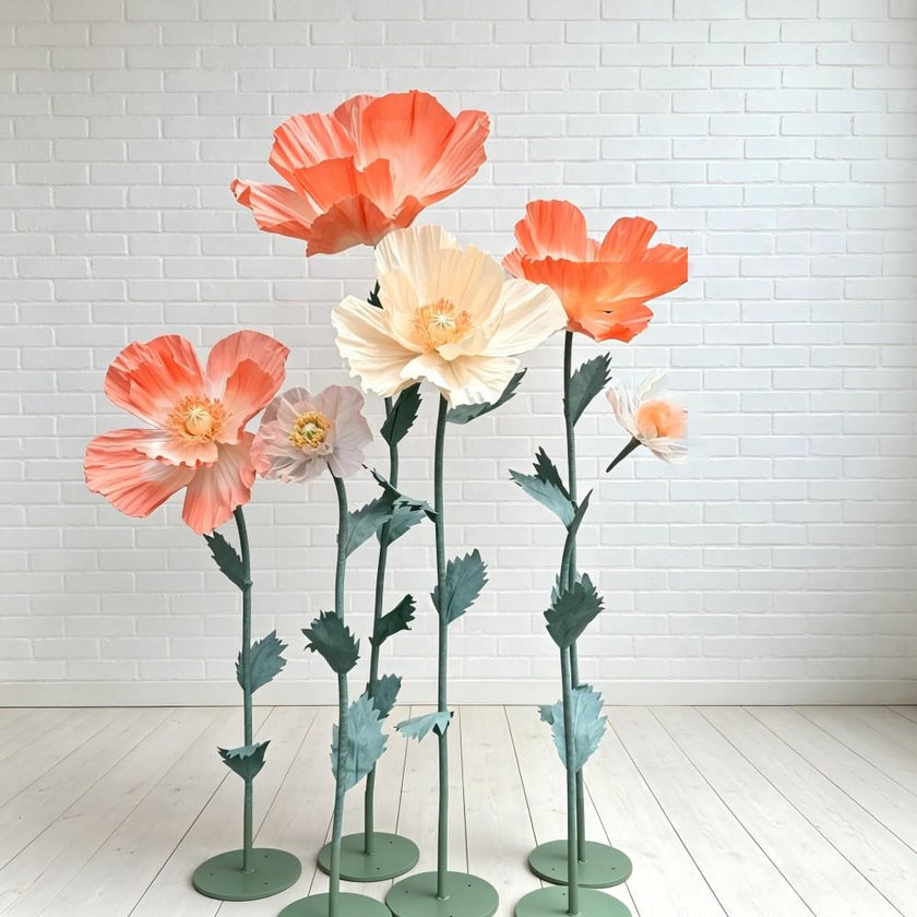 Giant Iceland Poppy Flowers, Oversized Paper Flowers, Silk Floral Decor, Boutique Window Display, Event Decoration（6  Flowers）