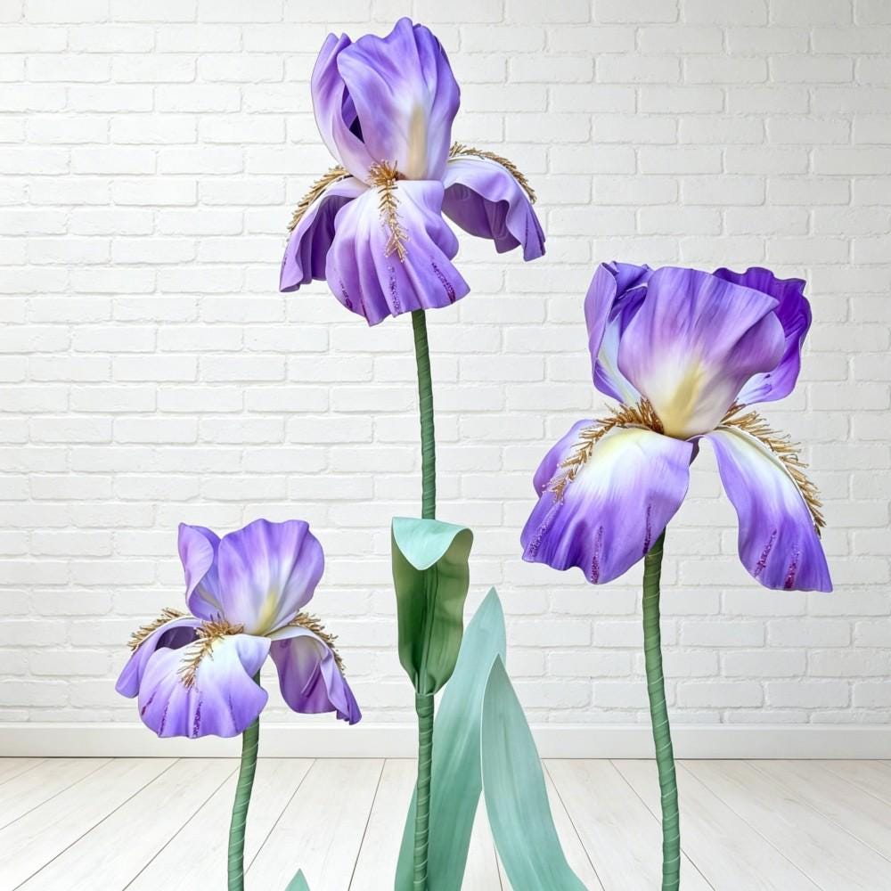 Giant EVA Purple Iris Flowers, Waterproof Oversized Floral Decor, Luxury Mall Display, Boutique Window Decor, Event Decoration（3 Flowers）