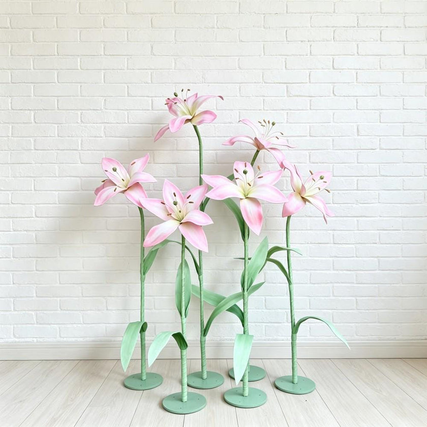 Waterproof EVA Giant Pink Lily Flowers, Oversized Floral Display for Luxury Boutique, Shopping Mall, Hotel Lobby, Wedding & Event Decor