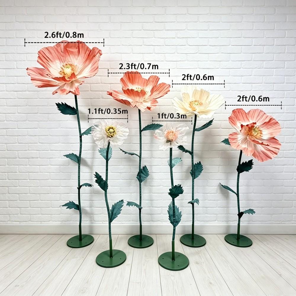Giant Iceland Poppy Flowers, Oversized Paper Flowers, Silk Floral Decor, Boutique Window Display, Event Decoration（6  Flowers）