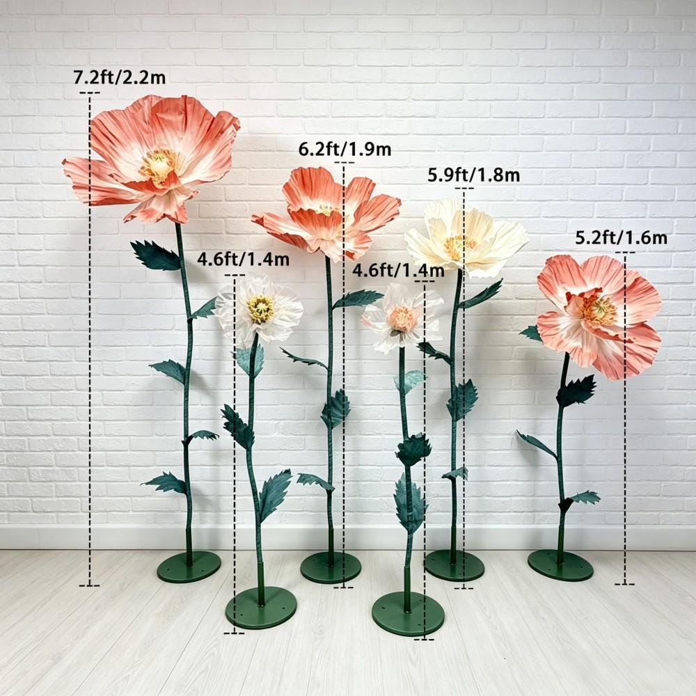 Giant Iceland Poppy Flowers, Oversized Paper Flowers, Silk Floral Decor, Boutique Window Display, Event Decoration（6  Flowers）