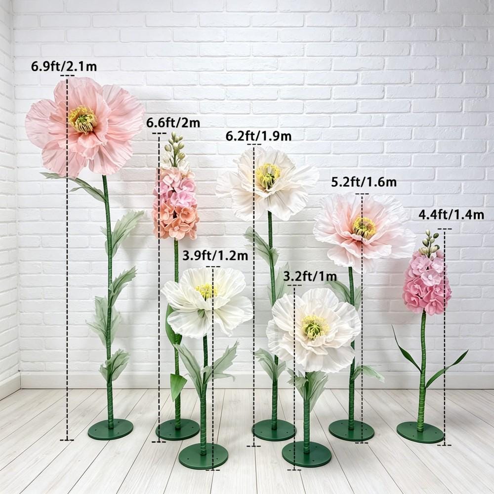 Giant Organza Flowers, Oversized Silk Floral Decor, Luxury Boutique Display, Mall Event Decoration, Window Display（7 Flowers）