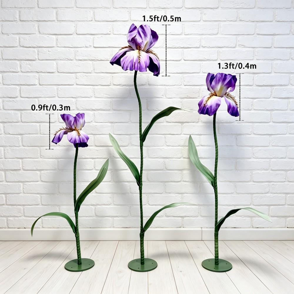 Giant EVA Purple Iris Flowers, Waterproof Oversized Floral Decor, Luxury Mall Display, Boutique Window Decor, Event Decoration（3 Flowers）